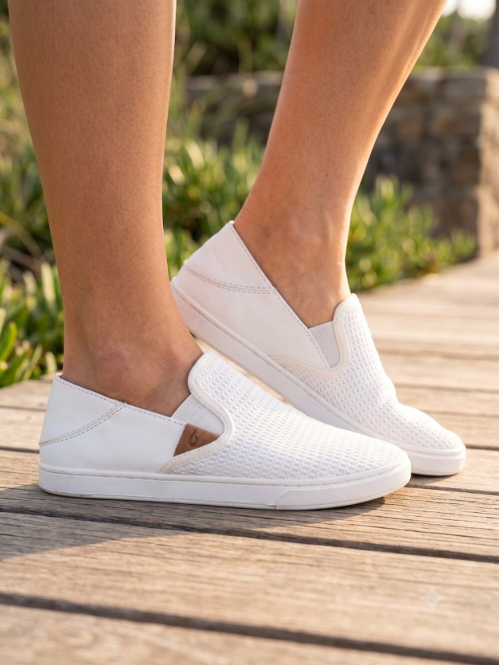Olukai Pehuea White Slip On Loafers Sneakers